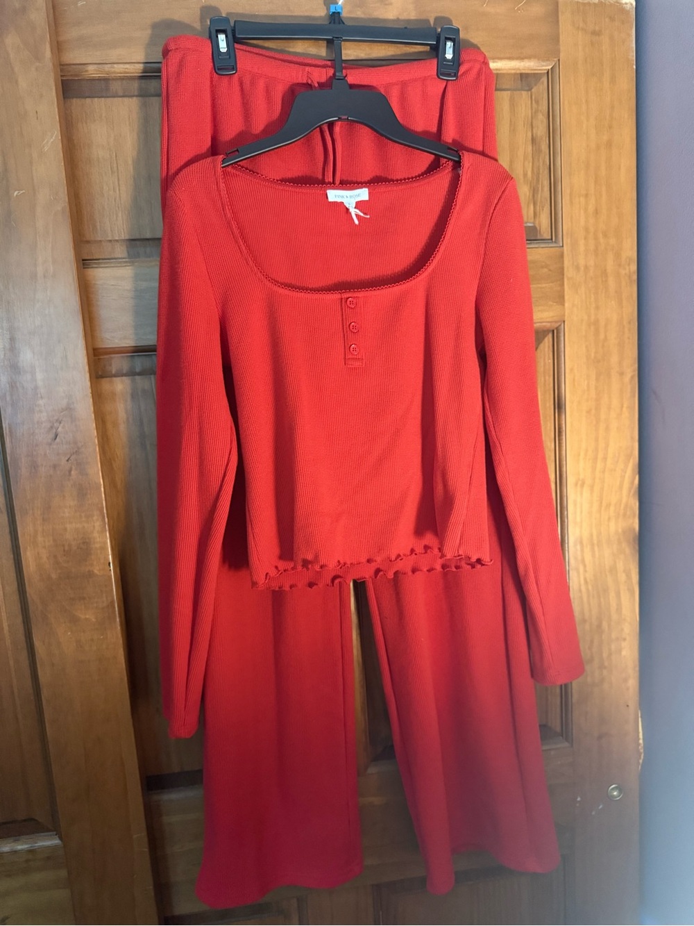 Pink Rose Red Wide Leg Jumpsuit Set